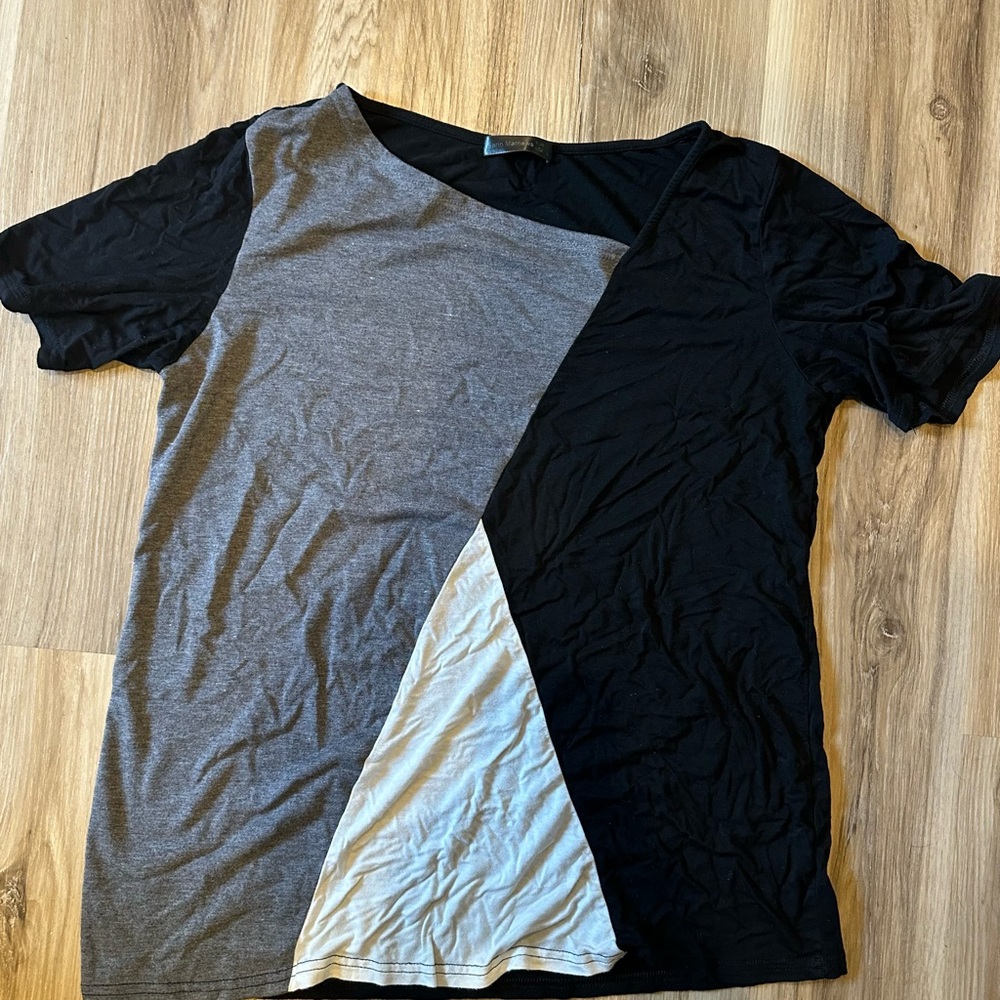Colorblock T-Shirt in Black, Gray, and White